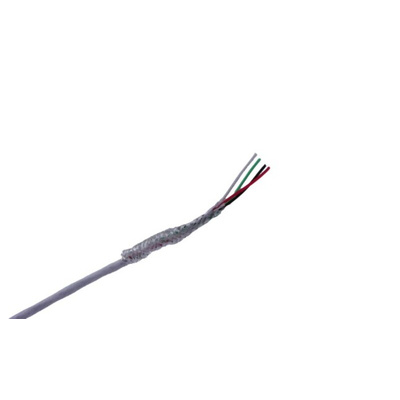MICROWIRES 4 Core Power Cable, 0.05 mm2, 50m Armoured, White Perfluoroalkoxy (PFA) Sheath, Shielded, 600 V