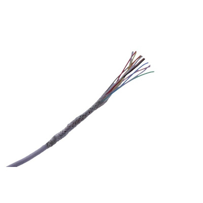 MICROWIRES 12 Core Power Cable, 0.05 mm2, 50m Armoured, White Perfluoroalkoxy (PFA) Sheath, Shielded, 600 V