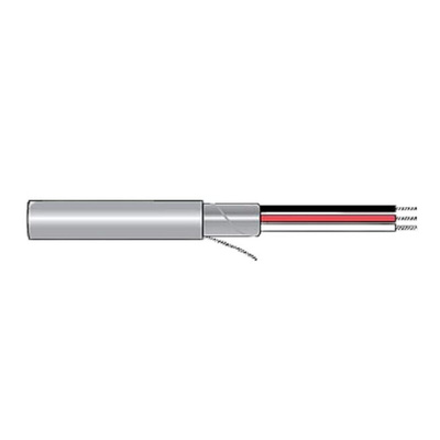 Alpha Wire 2 Core Power Cable, 100ft Armoured, Grey Polyvinyl Chloride PVC Sheath, Computer Cable, 300 V