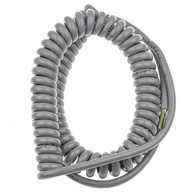 Lapp 5 Core Power Cable, 1.5 mm², 1m, Grey Polyurethane PUR Sheath, Coiled, 500 V