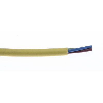 Lapp 2 Core Power Cable, 0.75 mm², 600mm, Yellow Polyurethane PUR Sheath, Coiled, 500 V