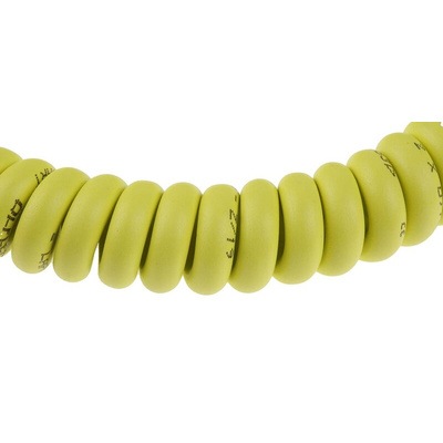 Lapp 2 Core Power Cable, 0.75 mm², 1m, Yellow Polyurethane PUR Sheath, Coiled, 500 V