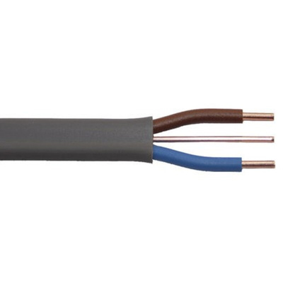 Prysmian 2+E Core Power Cable, 1 mm², 100m, Grey PVC Sheath, Twin & Earth, 16 A, 500 V