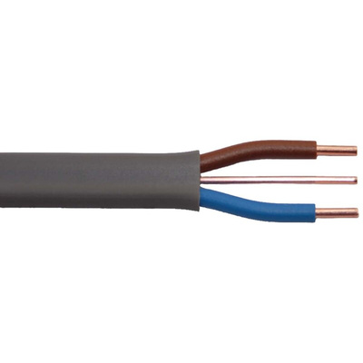Prysmian 2+E Core Power Cable, 2.5 mm², 100m, Grey PVC Sheath, Twin & Earth, 27 A, 500 V