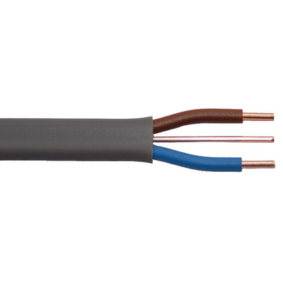 Prysmian 2+E Core Power Cable, 1 mm², 100m, Grey PVC Sheath, Twin & Earth, 15 A, 500 V