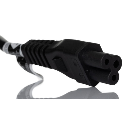 RS PRO IEC C5 Socket to CEE 7/7 Plug Power Cord, 2m