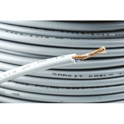 RS PRO 2 Core Power Cable, 0.5 mm², 100m, Grey PVC Sheath, 2182Y, 3 A, 300 V