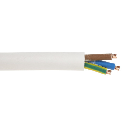 RS PRO 3 Core Power Cable, 0.75 mm², 100m, White PVC Sheath, 2183Y, 6 A, 300 V