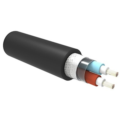 TE Connectivity 2 Core Power Cable, 0.5 mm², 50m, Black Low Smoke Zero Halogen (LSZH) Sheath, 600 V