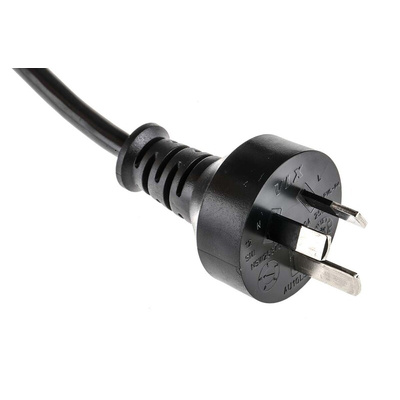 RS PRO IEC C13 Socket to Type I Australian Plug Power Cord, 2.5m