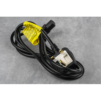RS PRO IEC C13 Socket to Type G UK Plug Power Cord, 2m