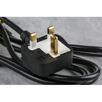 RS PRO IEC C13 Socket to Type G UK Plug Power Cord, 2m