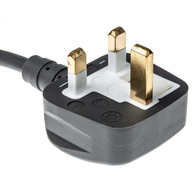 RS PRO IEC C13 Socket to Type G UK Plug Power Cord, 2m