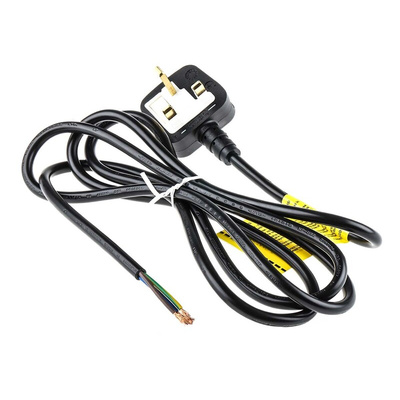 RS PRO Unterminated Type G UK Plug Power Cord, 2m