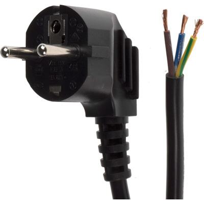 RS PRO Unterminated Type F German Plug Power Cord, 3m