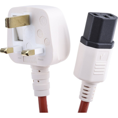 RS PRO IEC C13 Socket to Type G UK Plug Power Cord, 3m