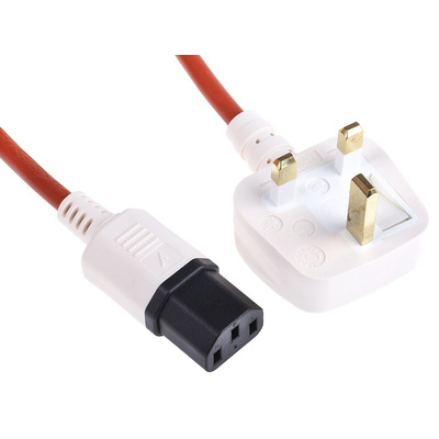 RS PRO IEC C13 Socket to Type G UK Plug Power Cord, 3m