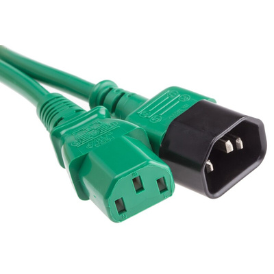 RS PRO IEC C13 Socket to IEC C14 Plug Power Cord, 3m