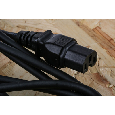 RS PRO IEC C14 Plug to IEC C15 Socket Power Cord, 3m