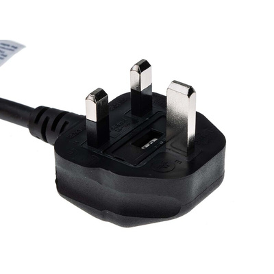 RS PRO IEC C13 Socket to Type G UK Plug Power Cord, 2m
