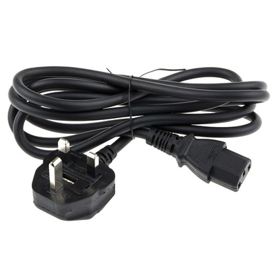 RS PRO IEC C13 Socket to Type G UK Plug Power Cord, 2m