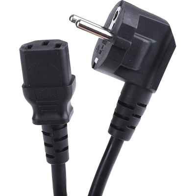 RS PRO IEC C13 Socket to CEE 7/7 Plug Power Cord, 2m