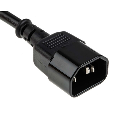 RS PRO IEC C13 Socket to IEC C14 Plug Power Cord, 500mm
