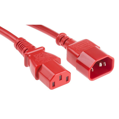 RS PRO IEC C13 Socket to IEC C14 Plug Power Cord, 500mm