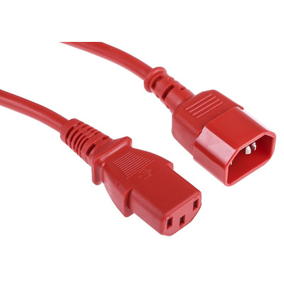 RS PRO IEC C13 Socket to IEC C14 Plug Power Cord, 2m