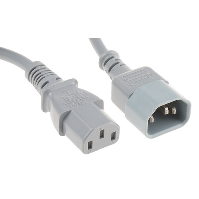 RS PRO IEC C13 Socket to IEC C14 Plug Power Cord, 1.5m