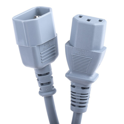 RS PRO IEC C13 Socket to IEC C14 Plug Power Cord, 2m