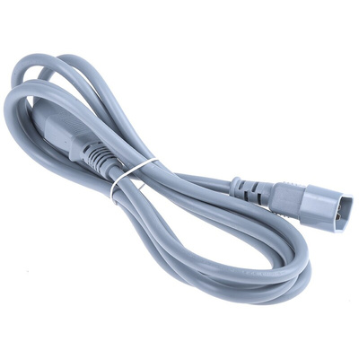 RS PRO IEC C13 Socket to IEC C14 Plug Power Cord, 2m