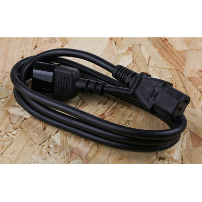 RS PRO IEC C13 Socket to IEC C14 Plug Power Cord, 1.5m