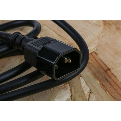 RS PRO IEC C13 Socket to IEC C14 Plug Power Cord, 1.5m