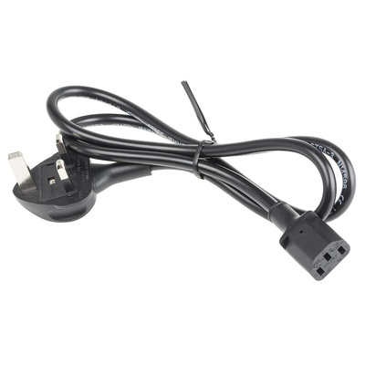 RS PRO IEC C13 Socket to Type G UK Plug Power Cord, 1m