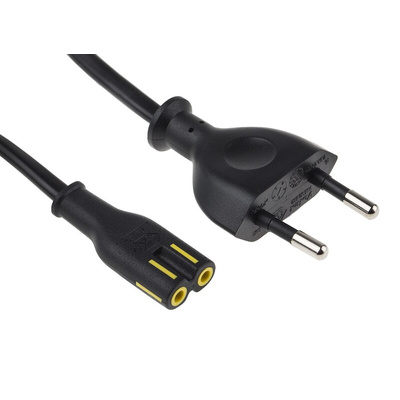 RS PRO IEC C7 Socket to Type C Europlug Plug Power Cord, 0.5m
