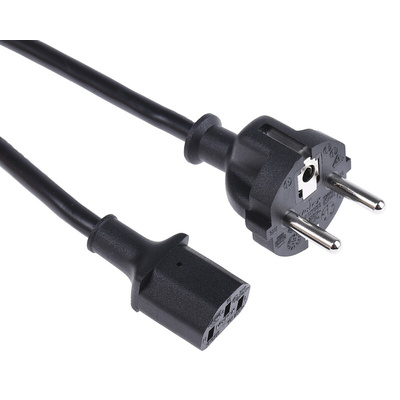RS PRO IEC C13 Socket to CEE 7/7 Plug Power Cord, 5m