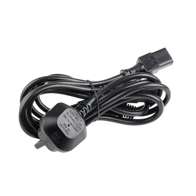 RS PRO IEC C13 x 2 Socket to Type G UK Plug Power Cord, 2.5m