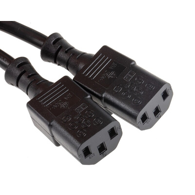 RS PRO IEC C13 x 2 Socket to CEE 7/7 Plug Power Cord, 2.5m