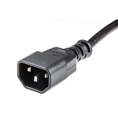 RS PRO IEC C13 x 2 Socket to IEC C14 Plug Power Cord, 3m