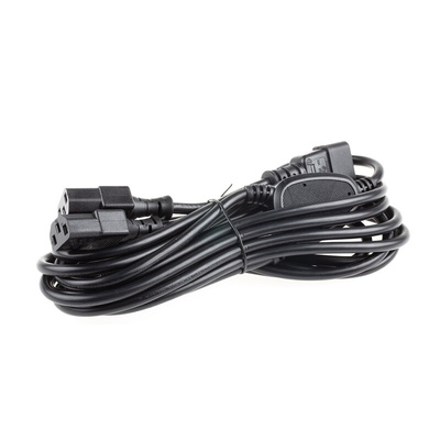 RS PRO IEC C13 x 3 Socket to IEC C14 Plug Power Cord, 3m