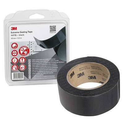 3M 4411N Ionomer Black Duct Tape, 50mm x 5.5m, 1mm Thick