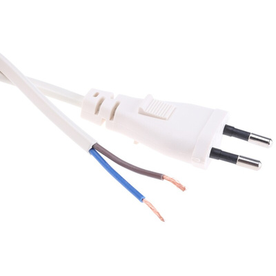 RS PRO Unterminated Type C Europlug Plug Power Cord, 2m