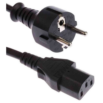 RS PRO IEC C13 Socket to CEE 7/7 Plug Power Cord, 3m