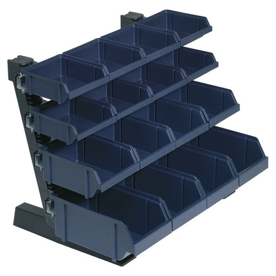 Raaco PP Storage Bin Container Rack, 388mm x 500mm, Blue, Grey