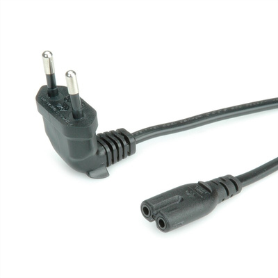 Roline Straight CEE 7/16 Plug to Right Angle IEC C7 Socket Power Cable, 1.8m