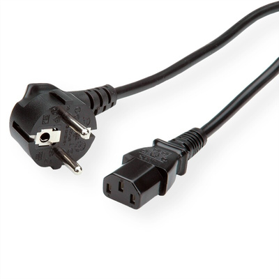 Roline Straight CEE 7/7 Plug to Straight IEC C13 Socket Power Cable, 1.8m