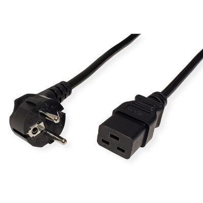 Roline Straight CEE 7/7 Plug to Straight IEC C19 Socket Power Cable, 3m