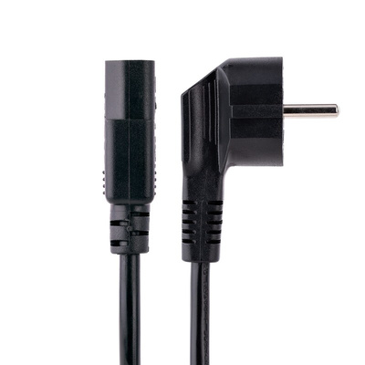 StarTech.com Right Angle CEE 7/7 Plug to Straight IEC C13 Socket Power Cable, 3m