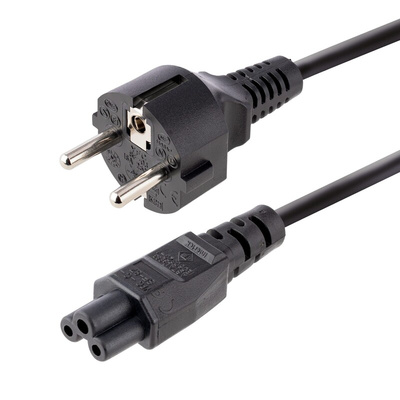 StarTech.com Straight CEE 7/7 Plug to Straight IEC C5 Socket Power Cable, 3m